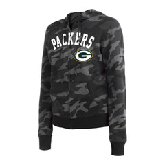 Green Bay Packers New Era Women's Camo Full-Zip Hoodie - Black Hoodies