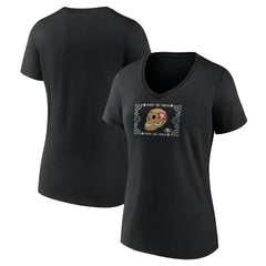 San Francisco 49ers Women's Sugar Skull V-Neck T-Shirt - Black T-shirts