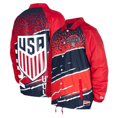 USMNT 5th & Ocean by New Era Throwback Coaches Raglan Full-Snap Jacket Navy - New Era online