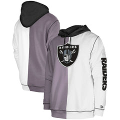 Las Vegas Raiders New Era Third Down Split Raglan Pullover Hoodie - Silver/White Hoodies