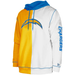 Los Angeles Chargers New Era Third Down Split Raglan Pullover Hoodie - Gold/White Hoodies