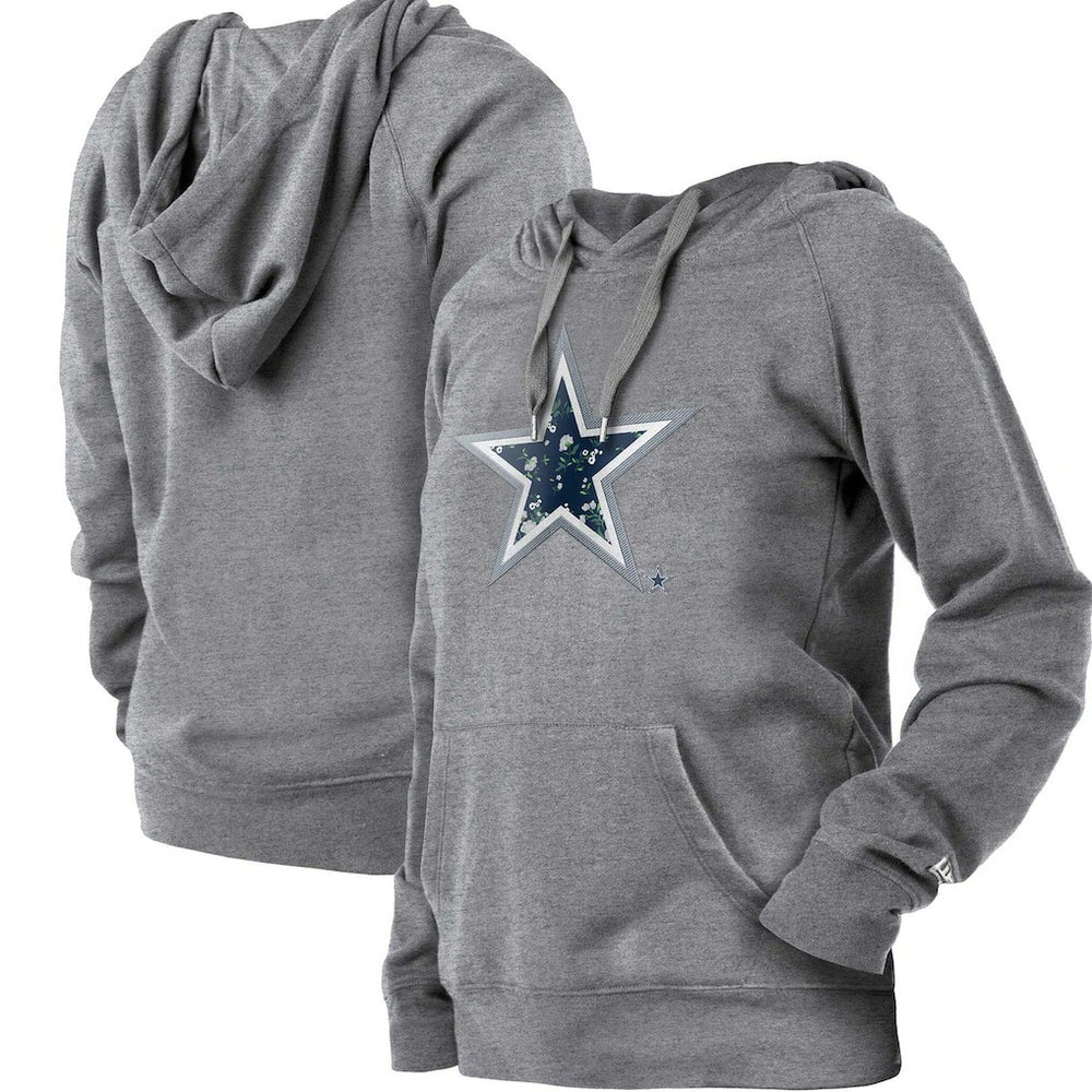 Dallas Cowboys New Era Women's Floral Raglan Pullover Hoodie - Gray Hoodies