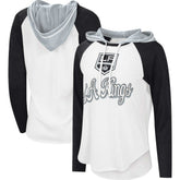 Los Angeles Kings G-III 4Her by Carl Banks Women's MVP Raglan Lightweight Hooded T-Shirt - White/Black | US 5271965