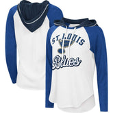 St. Louis Blues G-III 4Her by Carl Banks Women's MVP Raglan Lightweight Hooded T-Shirt - White/Blue | US 5271972