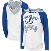 Tampa Bay Lightning G-III 4Her by Carl Banks Women's MVP Raglan Lightweight Hooded T-Shirt - White/Blue | US 5271974
