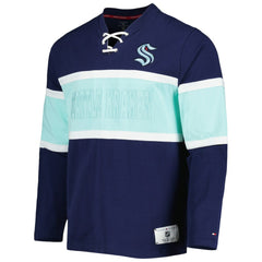 Seattle Kraken Tommy Hilfiger Walter Lace-Up Long Sleeve Top - Deep Sea Blue | US 5272044