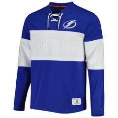 Tampa Bay Lightning Tommy Hilfiger Walter Lace-Up Long Sleeve Top - Blue | US 5272045