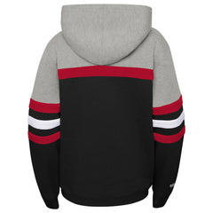 Chicago Bulls Youth Hardwood Classics Head Coach Pullover Hoodie Black/Heather Gray - Mitchell & Ness
