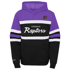 Toronto Raptors Youth Hardwood Classics Head Coach Pullover Hoodie Purple/Heather Gray - Mitchell & Ness