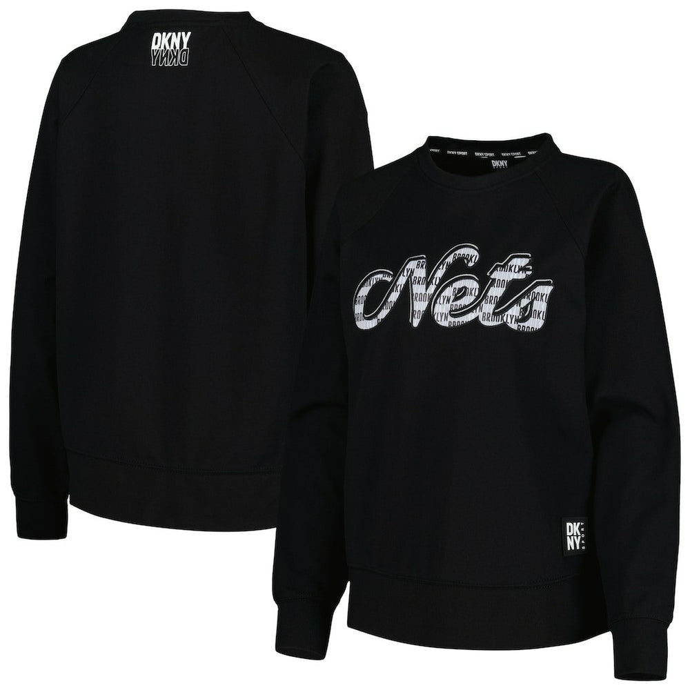 Brooklyn Nets DKNY Sport Women's Regina Raglan Pullover Sweatshirt Black