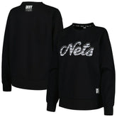 Brooklyn Nets DKNY Sport Women's Regina Raglan Pullover Sweatshirt Black