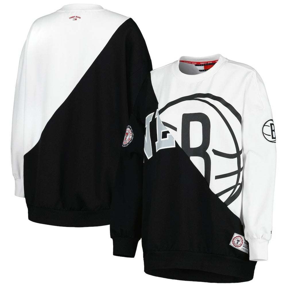 Brooklyn Nets Tommy Jeans Women's Ariel Pullover Sweatshirt Black/White