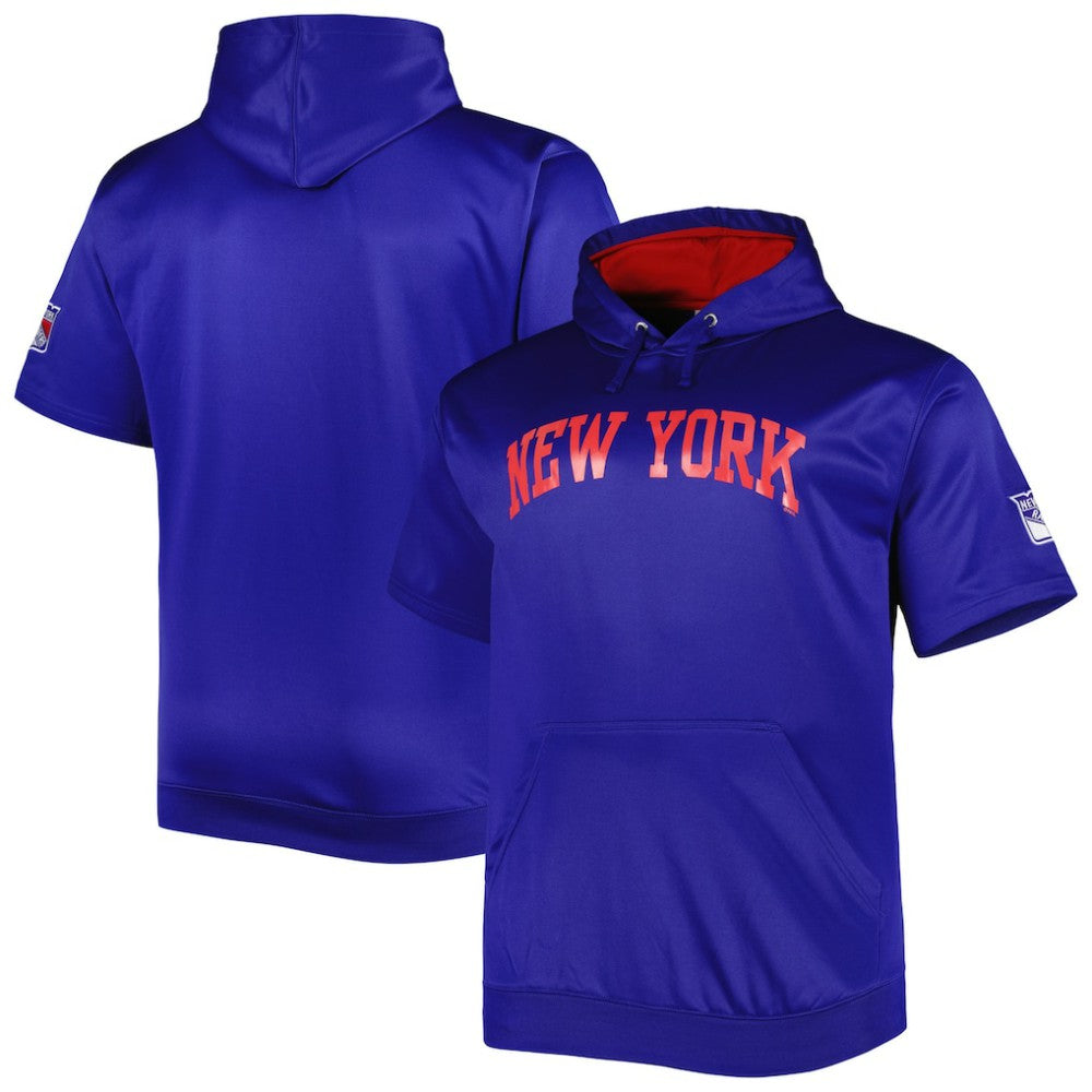 New York Rangers Big & Tall Logo Short Sleeve Hoodie - Royal | US 5281590
