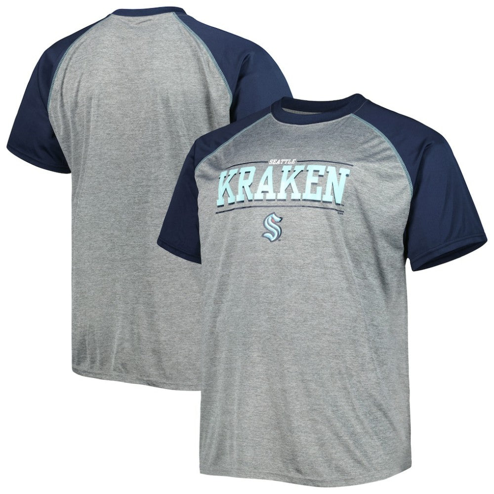 Seattle Kraken Big & Tall Logo Raglan T-Shirt - Heather Gray | US 5281596