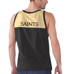New Orleans Saints Starter Logo Touchdown Fashion Tank Top - Black/Gold Tops