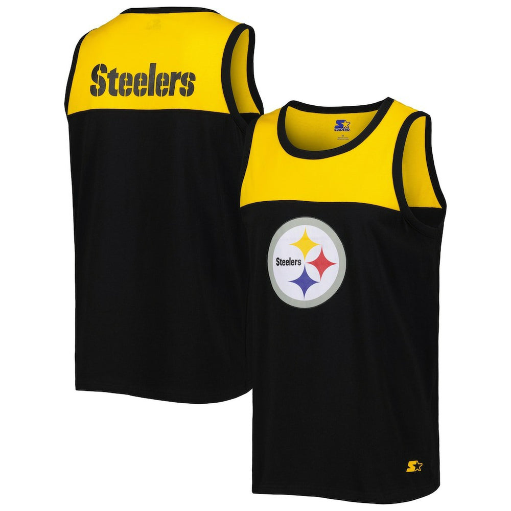Pittsburgh Steelers Starter Logo Touchdown Fashion Tank Top - Black/Gold Tops