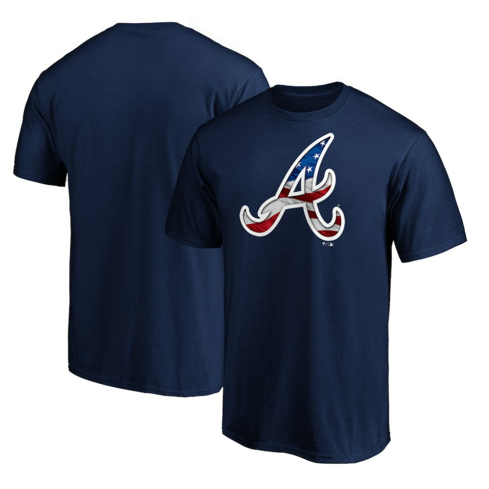 Atlanta Braves Team Banner Wave T-Shirt - Navy T-shirts