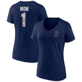 Boston Red Sox Women's Team Logo Mother's Day V-Neck T-Shirt - Navy T-shirts