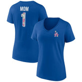 Los Angeles Dodgers Women's Team Logo Mother's Day V-Neck T-Shirt - Royal T-shirts