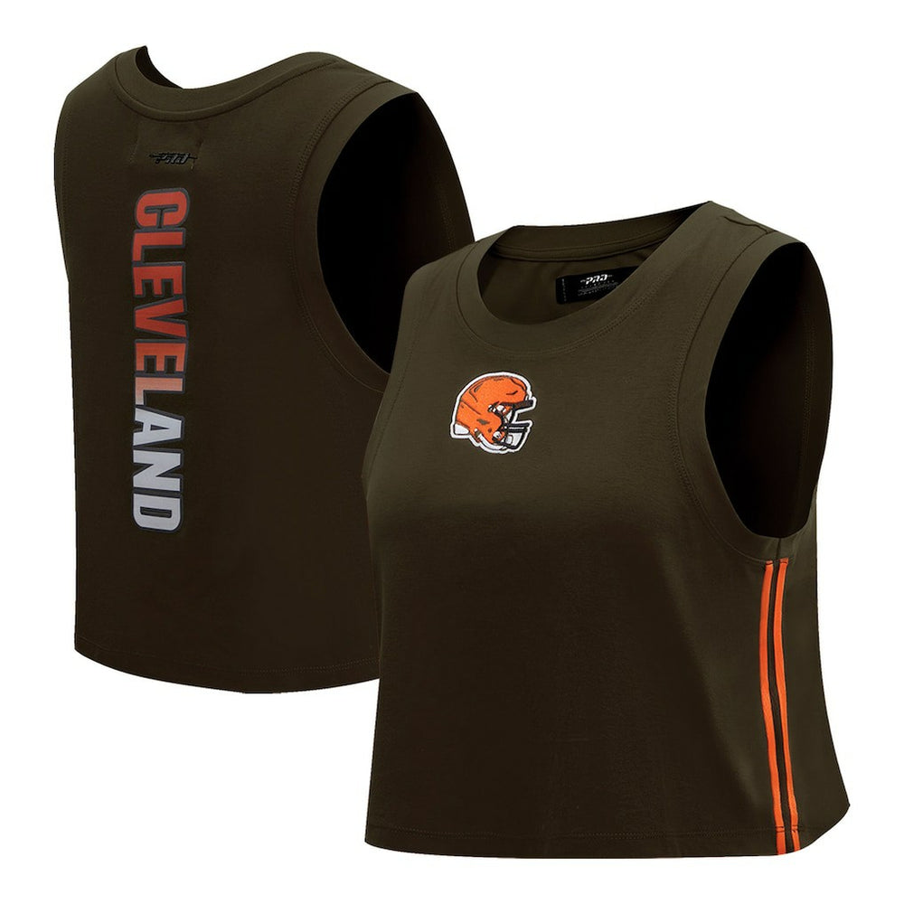 Cleveland Browns Pro Standard Women's Ombre Wordmark Classic Cropped Tank Top - Brown Tops