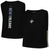 New Orleans Saints Pro Standard Women's Ombre Wordmark Classic Cropped Tank Top - Black Tops