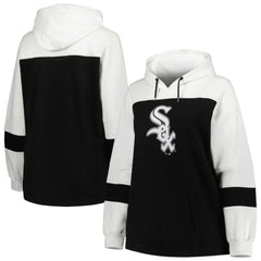 Chicago White Sox Women's Plus Size Colorblock Pullover Hoodie - Black Hoodies