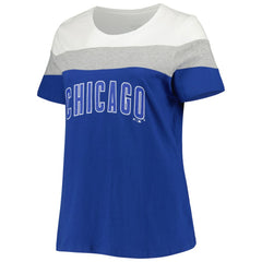 Chicago Cubs Women's Plus Size Colorblock T-Shirt - Royal/Heather Gray T-shirts