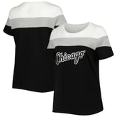 Chicago White Sox Women's Plus Size Colorblock T-Shirt - Black/Heather Gray T-shirts