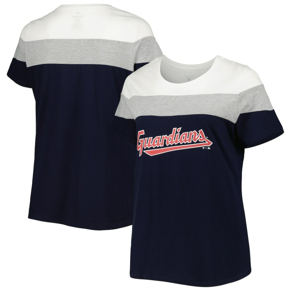 Cleveland Guardians Women's Plus Size Colorblock T-Shirt - Navy/Heather Gray T-shirts