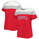 Los Angeles Angels Women's Plus Size Colorblock T-Shirt - White/Red T-shirts