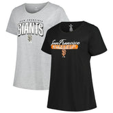 San Francisco Giants Profile Women's Plus Size T-Shirt Combo Pack - Black/Heather Gray T-shirts