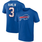 Damar Hamlin Buffalo Bills Icon Name & Number T-Shirt - Royal T-shirts