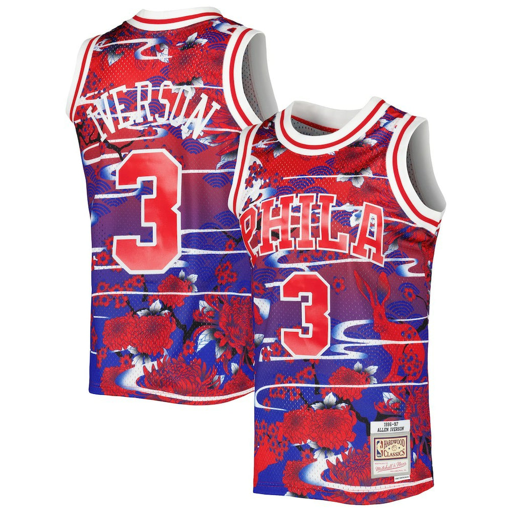 Allen Iverson Philadelphia 76ers 1996/97 Hardwood Classics Lunar New Year Swingman Jersey Red - Mitchell & Ness