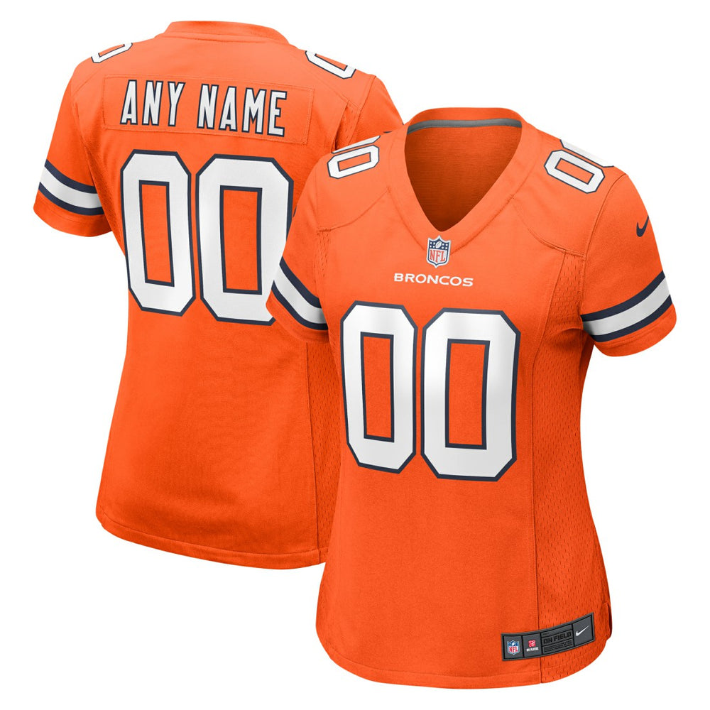 Denver Broncos Women's Alternate Custom Game Jersey - Orange Jerseys