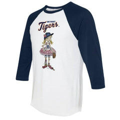 Detroit Tigers Tiny Turnip Women's Babes 3/4-Sleeve Raglan T-Shirt - White/Navy T-shirts
