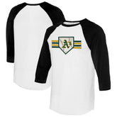 Athletics Tiny Turnip Women's Base Stripe 3/4-Sleeve Raglan T-Shirt - White/Black T-shirts