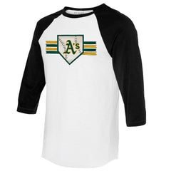 Athletics Tiny Turnip Women's Base Stripe 3/4-Sleeve Raglan T-Shirt - White/Black T-shirts