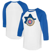 Chicago Cubs Tiny Turnip Women's Baseball Bow 3/4-Sleeve Raglan T-Shirt - White/Royal T-shirts