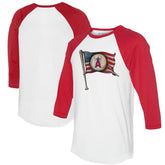 Los Angeles Angels Tiny Turnip Women's Baseball Flag 3/4-Sleeve Raglan T-Shirt - White/Red T-shirts
