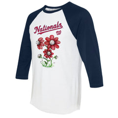Washington Nationals Tiny Turnip Women's Blooming Baseballs 3/4-Sleeve Raglan T-Shirt - White/Navy T-shirts