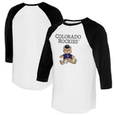Colorado Rockies Tiny Turnip Women's Teddy Boy 3/4-Sleeve Raglan T-Shirt - White/Black T-shirts