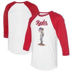 Cincinnati Reds Tiny Turnip Women's Bubbles 3/4-Sleeve Raglan T-Shirt - White/Red T-shirts
