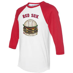 Boston Red Sox Tiny Turnip Women's Burger 3/4-Sleeve Raglan T-Shirt - White/Red T-shirts
