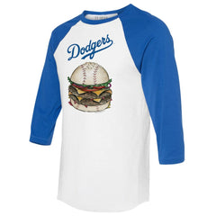 Los Angeles Dodgers Tiny Turnip Women's Burger 3/4-Sleeve Raglan T-Shirt - White/Royal T-shirts
