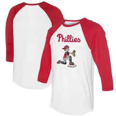 Philadelphia Phillies Tiny Turnip Women's Caleb 3/4-Sleeve Raglan T-Shirt - White/Red T-shirts