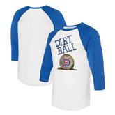 Chicago Cubs Tiny Turnip Women's Dirt Ball 3/4-Sleeve Raglan T-Shirt - White/Royal T-shirts