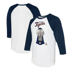 Detroit Tigers Tiny Turnip Women's Gumball Machine 3/4-Sleeve Raglan T-Shirt - White/Navy T-shirts