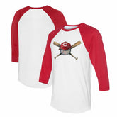 Cincinnati Reds Tiny Turnip Women's Hat Crossbats 3/4-Sleeve Raglan T-Shirt - White/Red Hats