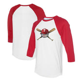 Philadelphia Phillies Tiny Turnip Women's Hat Crossbats 3/4-Sleeve Raglan T-Shirt - White/Red Hats