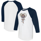 Houston Astros Tiny Turnip Women's Heart Lolly 3/4-Sleeve Raglan T-Shirt - White/Navy T-shirts